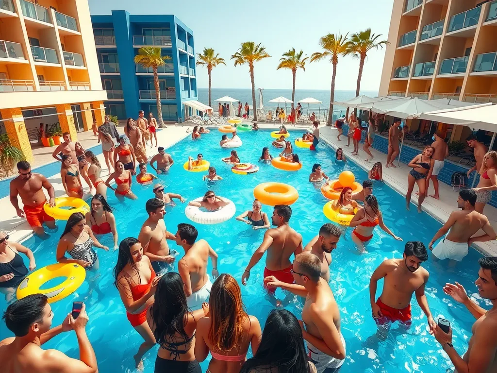 Sunny Beach Club Hotel zwembad met feest