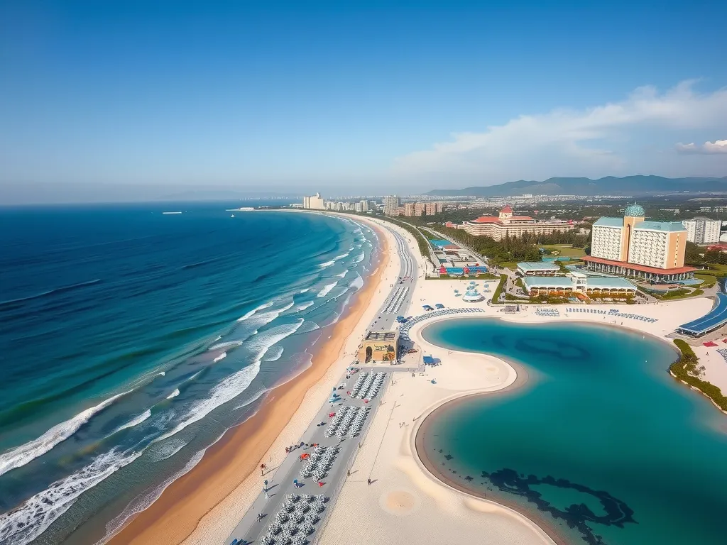 Luchtfoto van Sunny Beach kustlijn