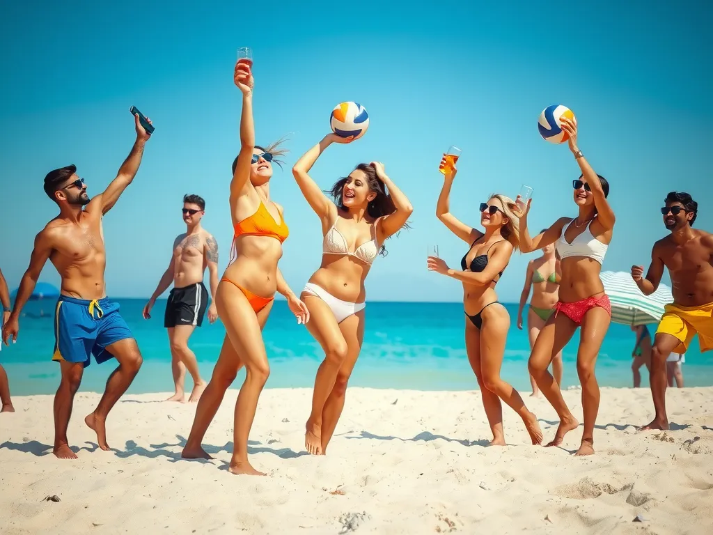 Groep vrienden op vakantie in Sunny Beach